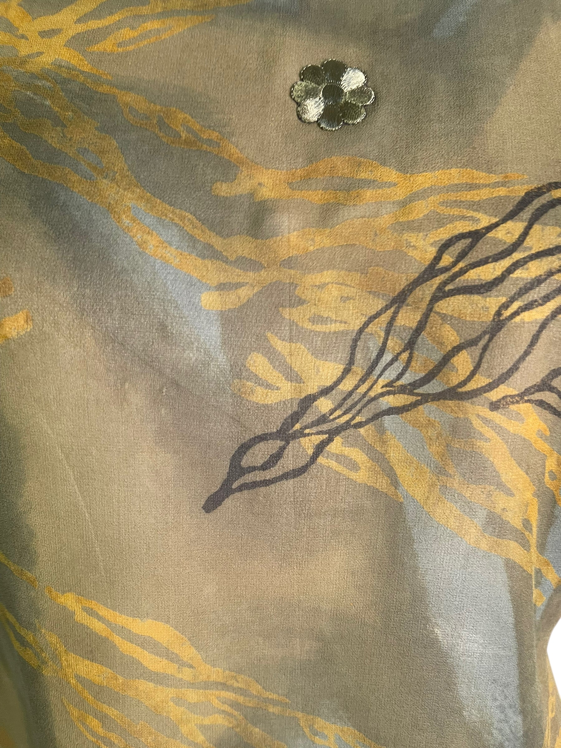 PRG6317 Sheer Avatar Pure Silk Side Slit Top