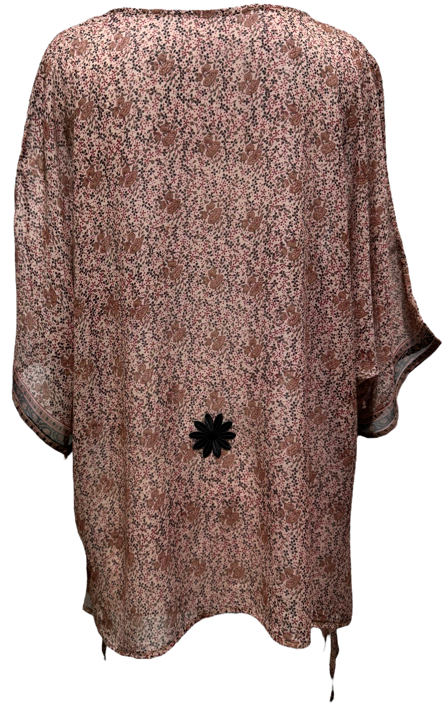 FINAL SALE Helen Frankenthale Sheer Avatar Pure Silk Long Tunic with Side Ties