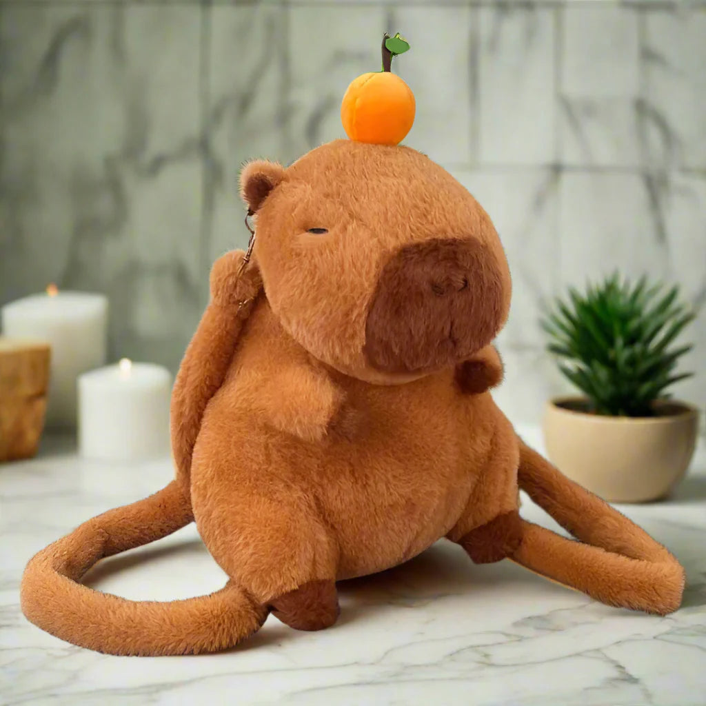 Women's Plush Backpack Gray One Size Polyester