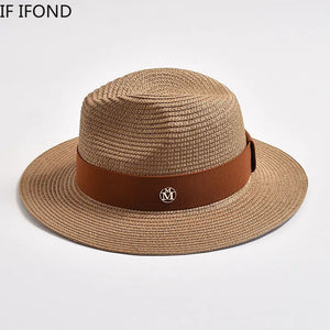 New Summer Straw Hats for Women Men Panama Travel Beach Sun Hat Ribbon Decoration Elegant Luxury Jazz Hat