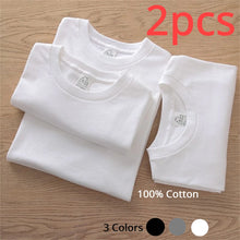 Load image into Gallery viewer, 2PCS 100% Cotton Solid T Shirts Men's and Women's Short Sleeve White Tees Casual Breathable Loose Round Neck T-shirt Couple Tops
