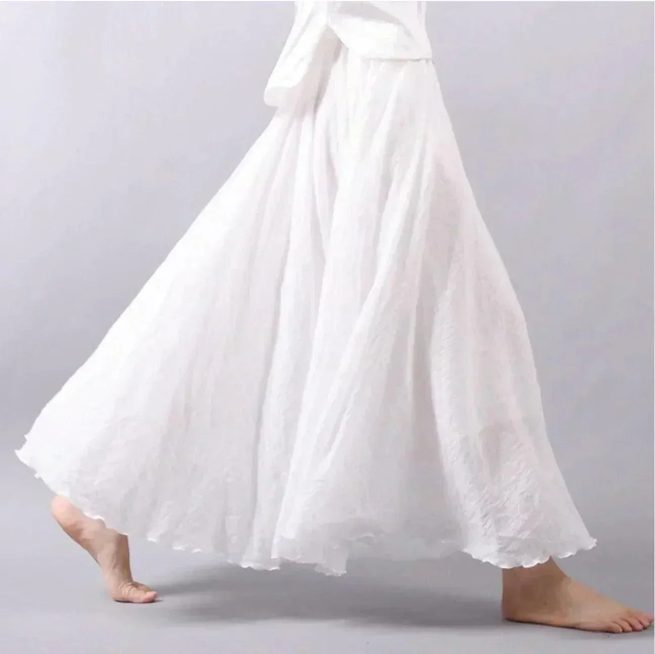 Women’s Flowy Lightweight Pleated Waist Boho Casual Maxi Dress Skirt