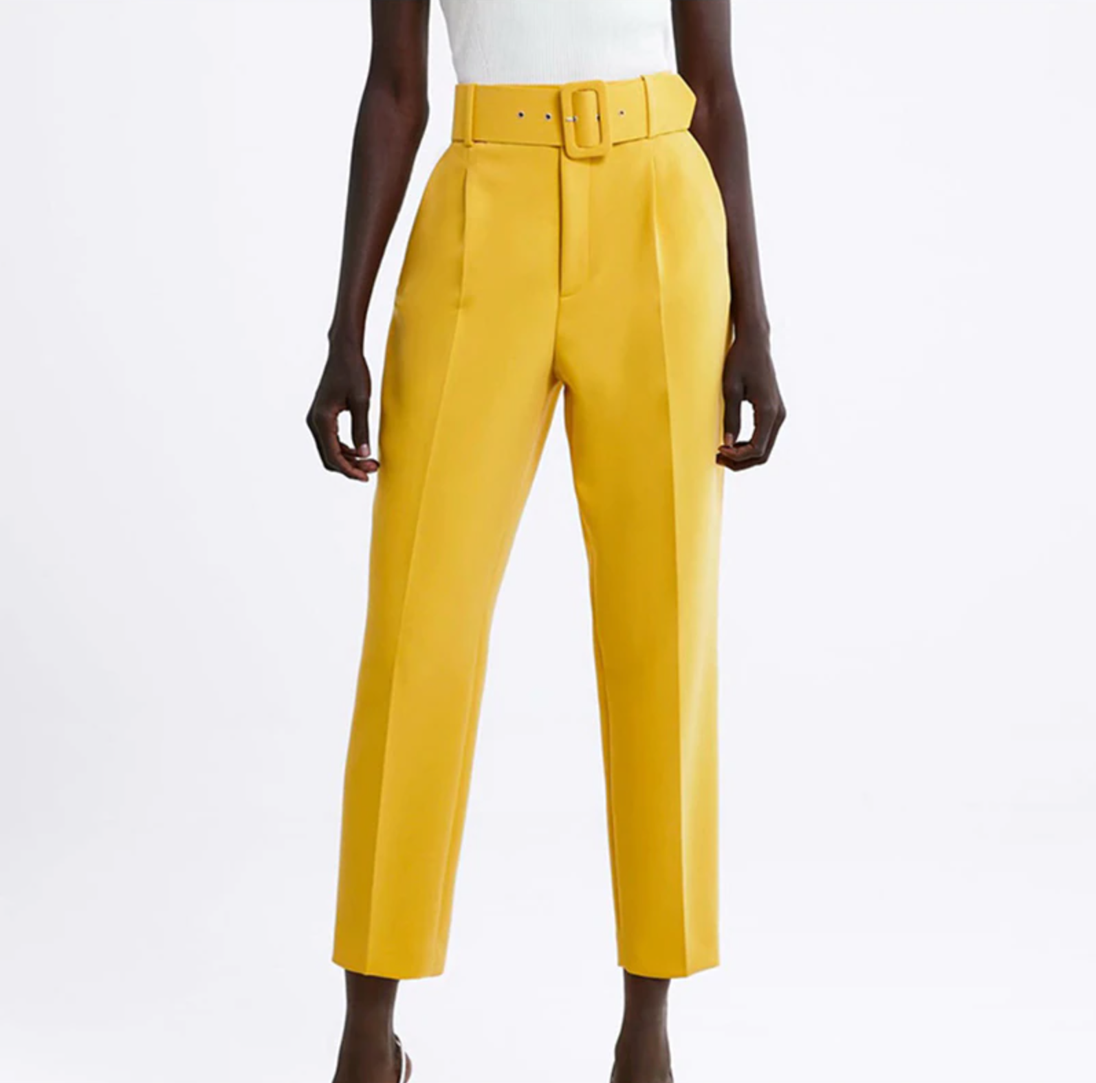 Belted Crop Dress Pants