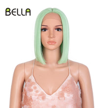 Load image into Gallery viewer, Bella Bob Wig Synthetic Lace Wig Short Blonde Bob Pink 613 Red Lemon Lace Short Hair 10-13 Inch Wigs For Women Lolita Cosplay
