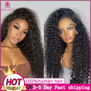 Malaika 13x4.5 Lace Frontal Human Hair Wig Brazilian Natural Straight Hair Body Wave Deep Wave Curly Wigs Sale For Black Women