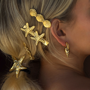 Seashell Gold Hair Clip – Hypoallergenic, Waterproof, and Stylish Ocean-Inspired Accessory