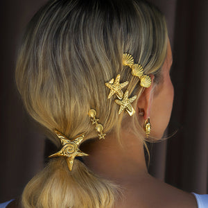 Seashell Gold Hair Clip – Hypoallergenic, Waterproof, and Stylish Ocean-Inspired Accessory