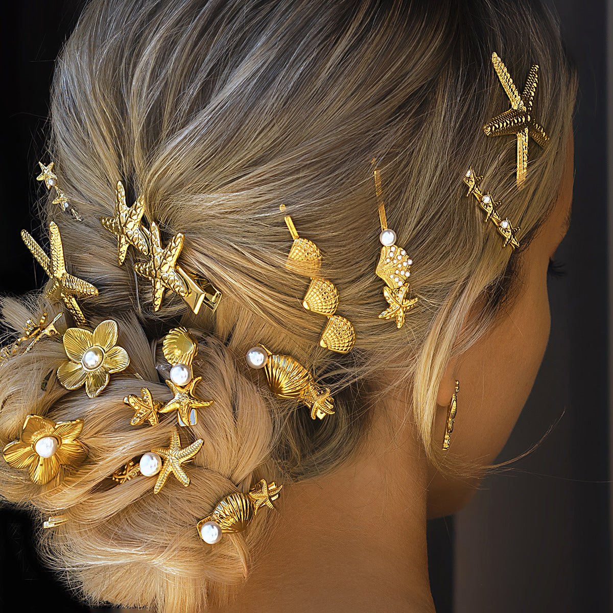 Seashell Gold Hair Clip – Hypoallergenic, Waterproof, and Stylish Ocean-Inspired Accessory