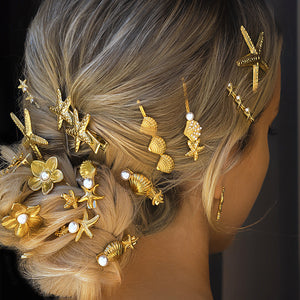 Seashell Gold Hair Clip – Hypoallergenic, Waterproof, and Stylish Ocean-Inspired Accessory