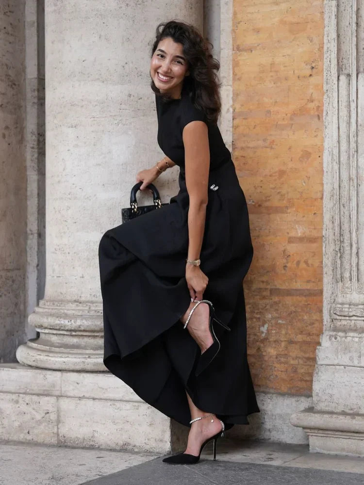 Women's Formal Gown Black Silk Blend