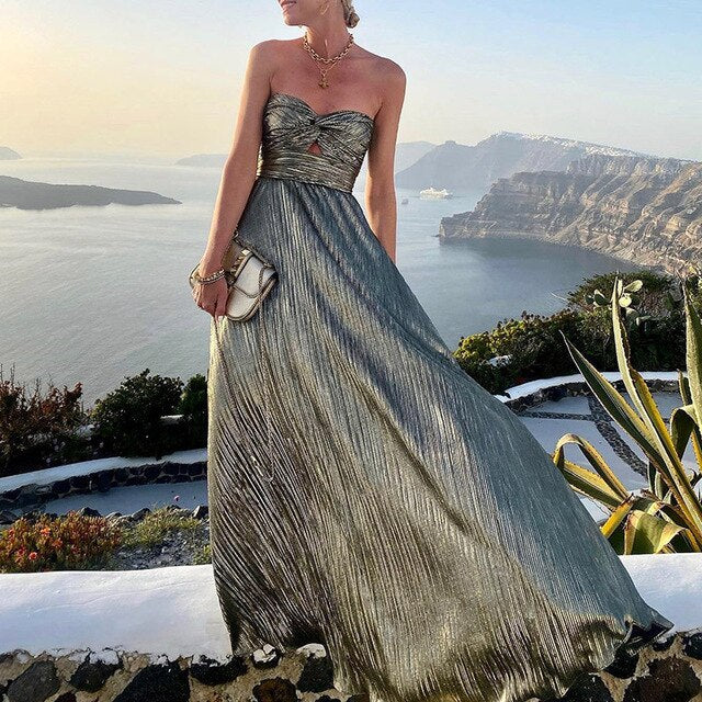 Women's Evening Gown Black Satin Strapless A-Line