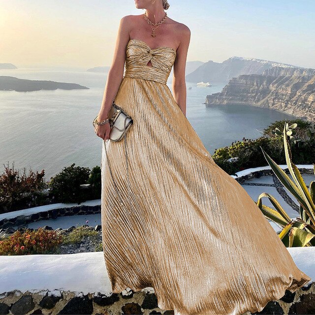 Women's Evening Gown Black Satin Strapless A-Line