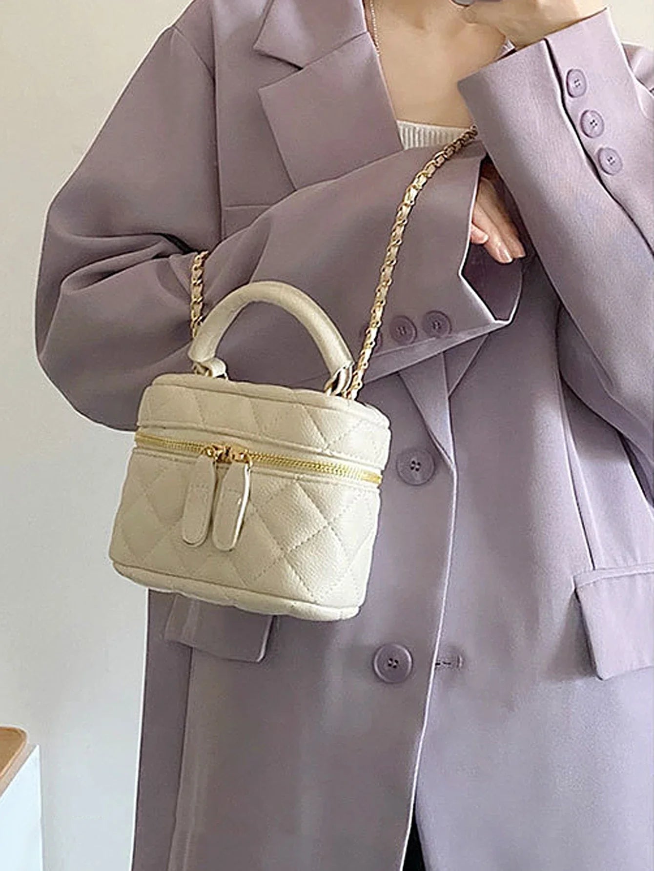 Women's Crossbody Bag Black Mini PU Leather Quilted