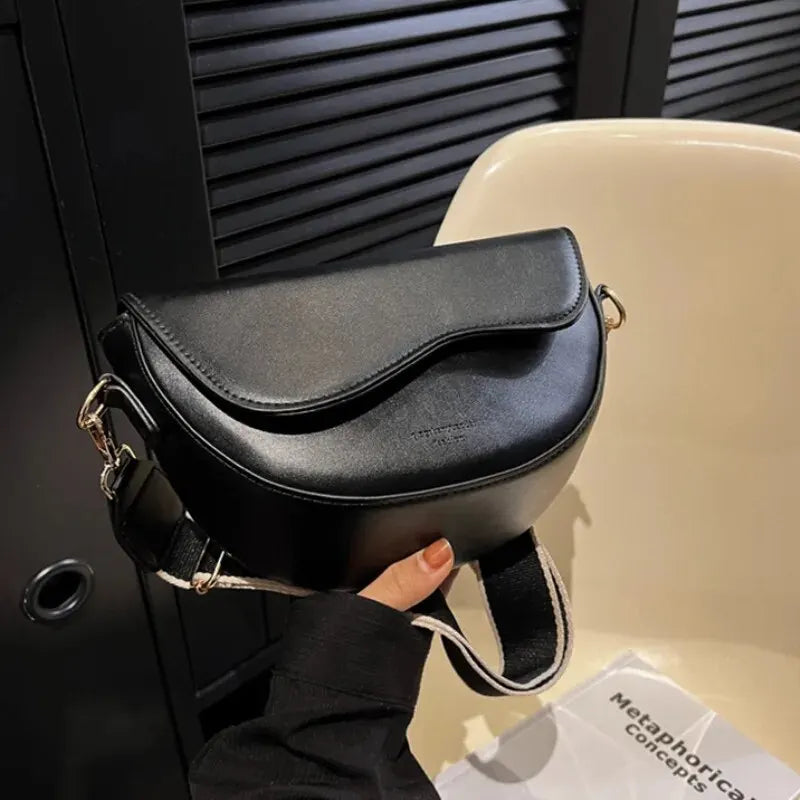 Women's Crossbody Bag Black Medium PU Leather