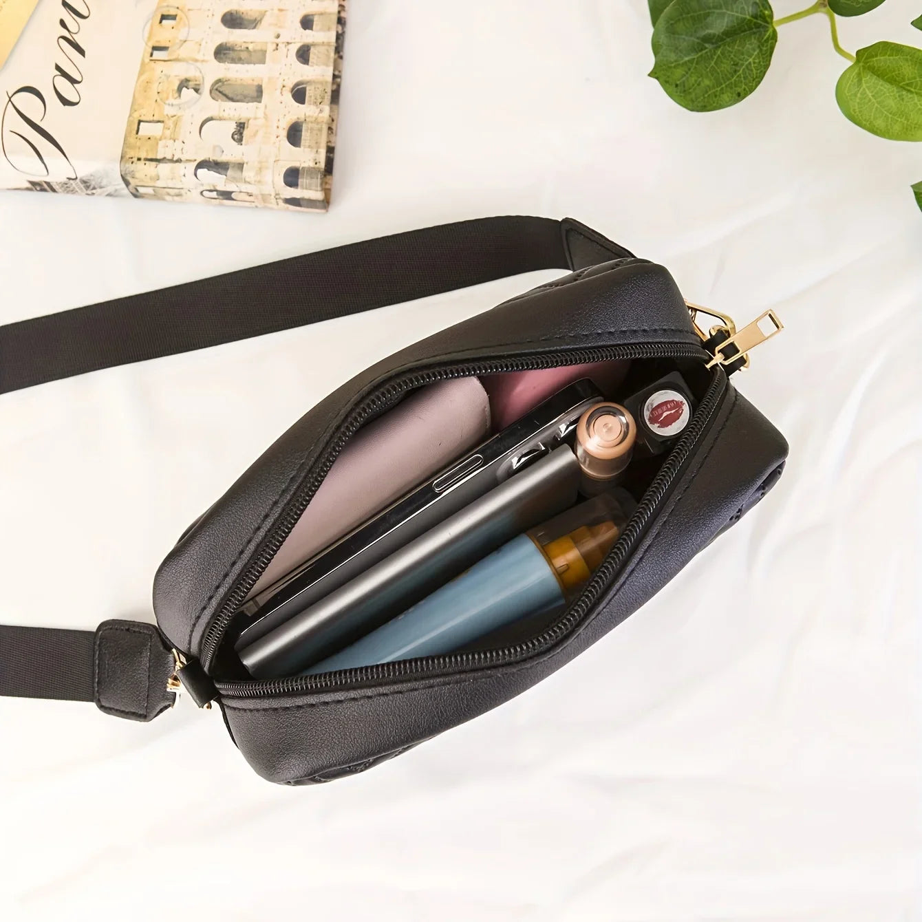 Women's Crossbody Bag Black Mini Size PU Leather