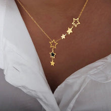 Load image into Gallery viewer, Shooting Star Gold Necklace with Dangling Stars – Elegant Gold Chain Jewelry for Women
