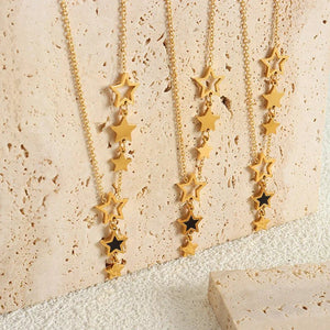 Shooting Star Gold Necklace with Dangling Stars – Elegant Gold Chain Jewelry for Women