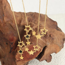 Load image into Gallery viewer, Shooting Star Gold Necklace with Dangling Stars – Elegant Gold Chain Jewelry for Women

