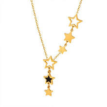 Load image into Gallery viewer, Shooting Star Gold Necklace with Dangling Stars – Elegant Gold Chain Jewelry for Women
