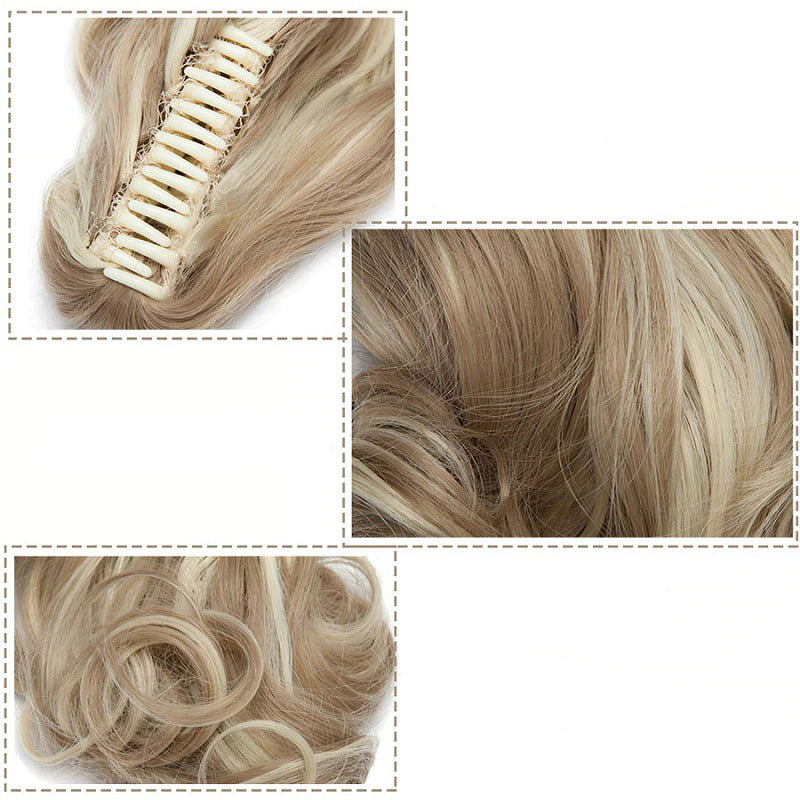 Short Wavy Ponytail Claw Clip-In Hair Extensions – 12 Inch, Natural Look, High-Temperature Fiber