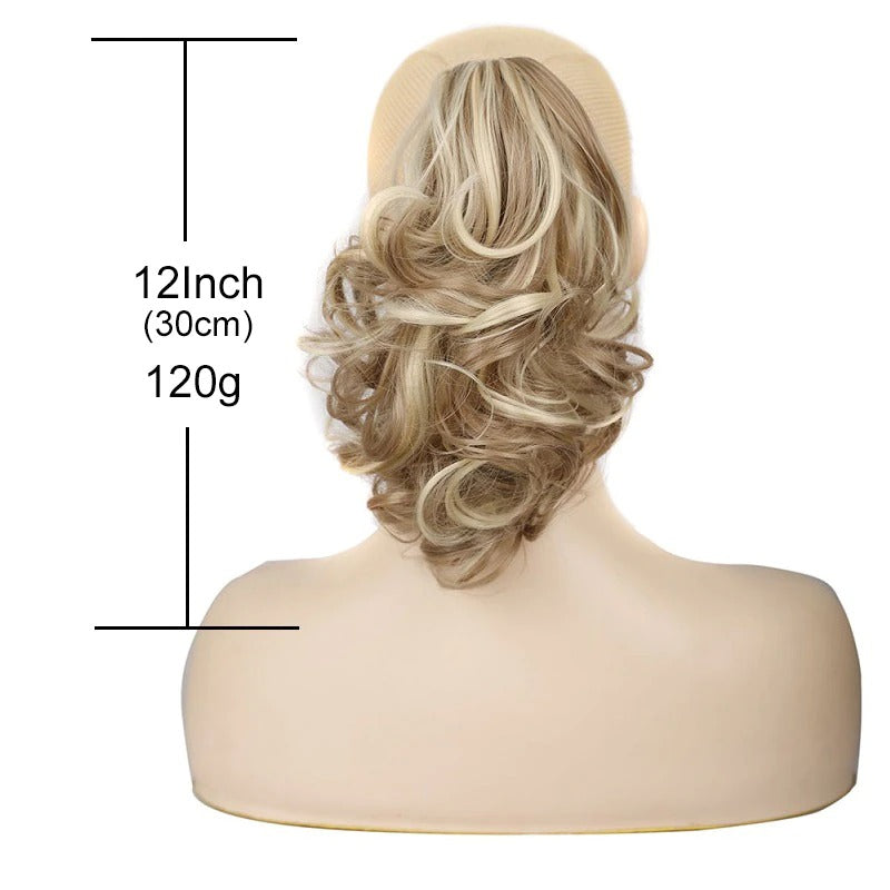Short Wavy Ponytail Claw Clip-In Hair Extensions – 12 Inch, Natural Look, High-Temperature Fiber