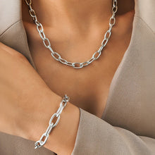 Load image into Gallery viewer, Simple Paperclip Necklace &amp; Bracelet Set - Minimalist Gold and Silver Jewelry for Women
