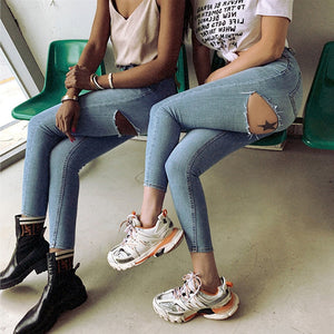 Back Rip Ankle Jeans