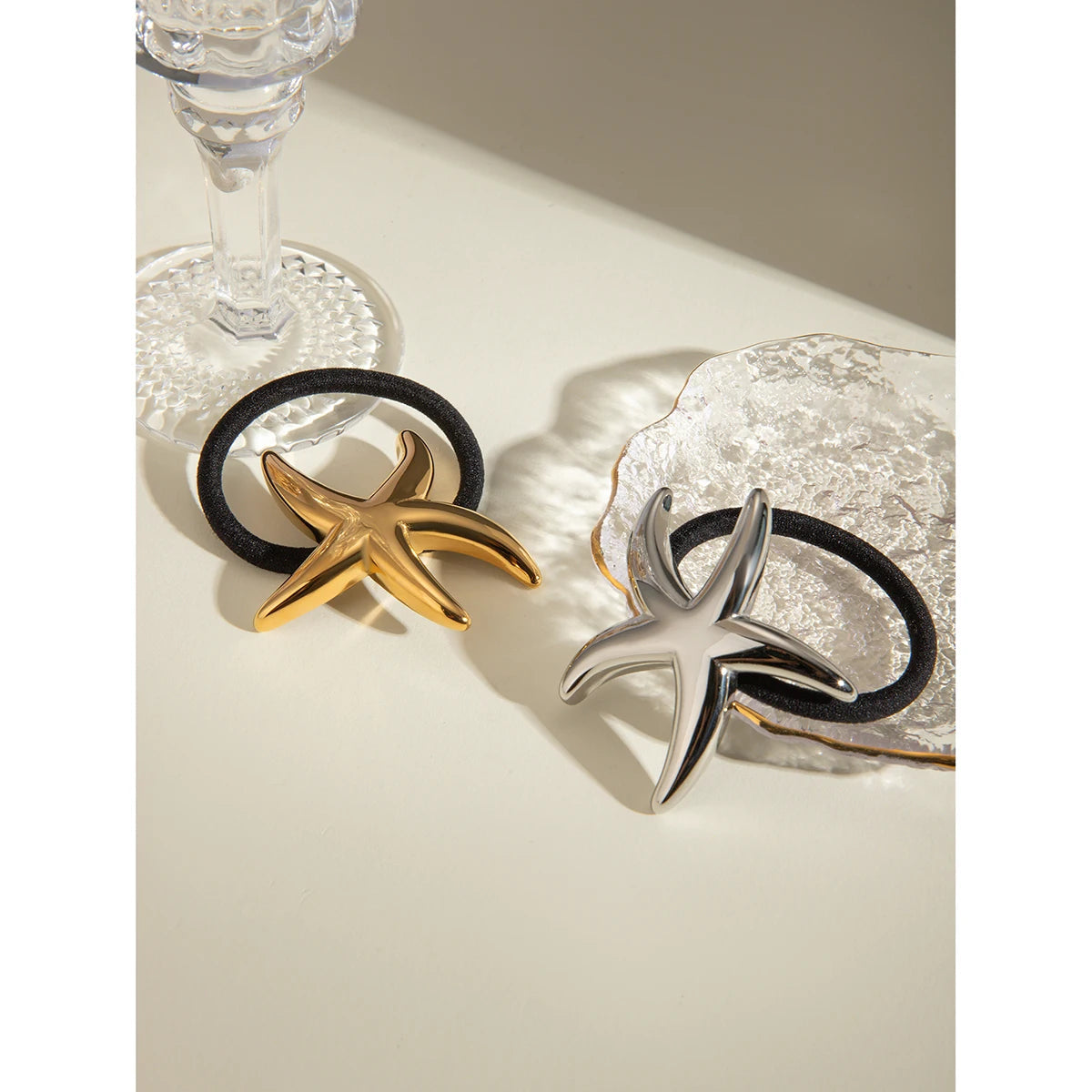 Starry Gold Hair Tie with Waterproof Design – Hypoallergenic Stainless Steel-Plated Accessory