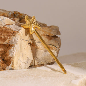 Stellar Starfish Gold French Pin – Nautical Charm with Hypoallergenic Stainless Steel
