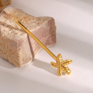 Stellar Starfish Gold French Pin – Nautical Charm with Hypoallergenic Stainless Steel