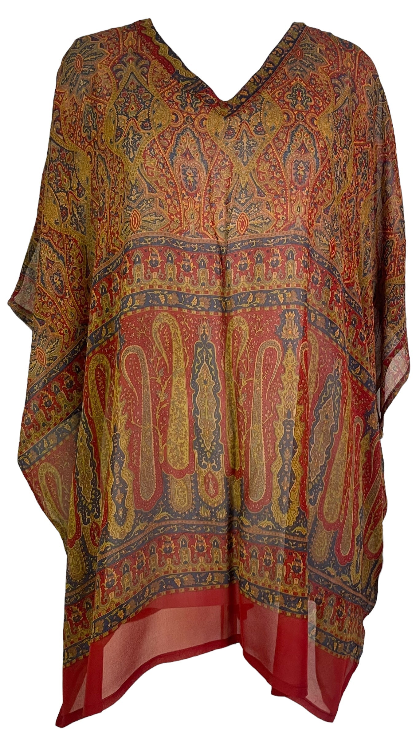 PRG7189 Sheer Avatar Pure Silk Short Kaftan Tunic without Slits