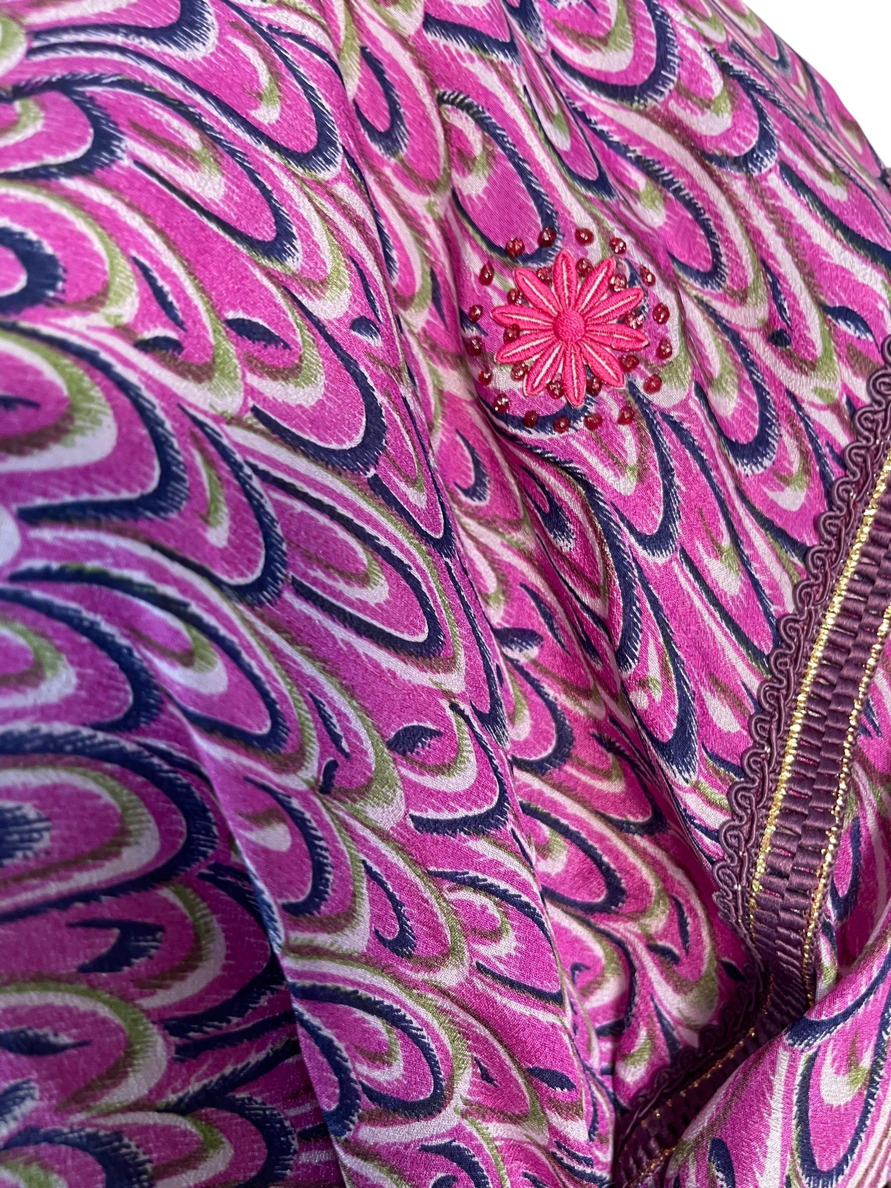 PRC6191 Avatar Long Pure Silk Kimono Sleeved Duster with Belt