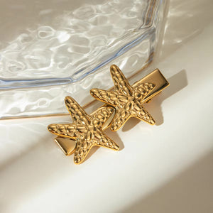 Tropical Starfish Gold Hair Clip – Hypoallergenic and Waterproof Accessory for Beachside Charm