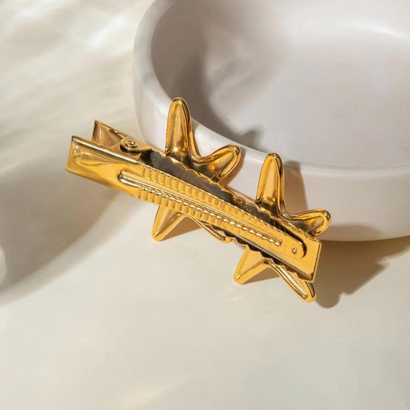 Tropical Starfish Gold Hair Clip – Hypoallergenic and Waterproof Accessory for Beachside Charm