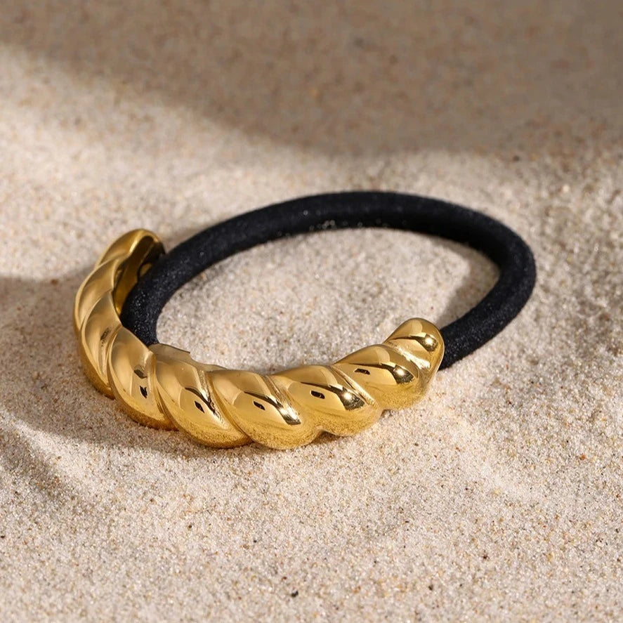 Twist Pony Cuff – Waterproof and Hypoallergenic Hair Accessory in 18k Gold Stainless Steel