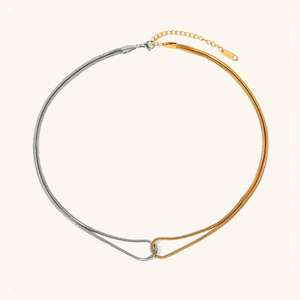 Two Tone Gold and Silver Necklace for Women – Intertwined Stainless Steel Jewelry, Waterproof and Hypoallergenic, 15 Inch with Extension
