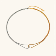 Two Tone Gold and Silver Necklace for Women – Intertwined Stainless Steel Jewelry, Waterproof and Hypoallergenic, 15 Inch with Extension