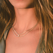 Load image into Gallery viewer, Two Tone Gold and Silver Necklace for Women – Intertwined Stainless Steel Jewelry, Waterproof and Hypoallergenic, 15 Inch with Extension
