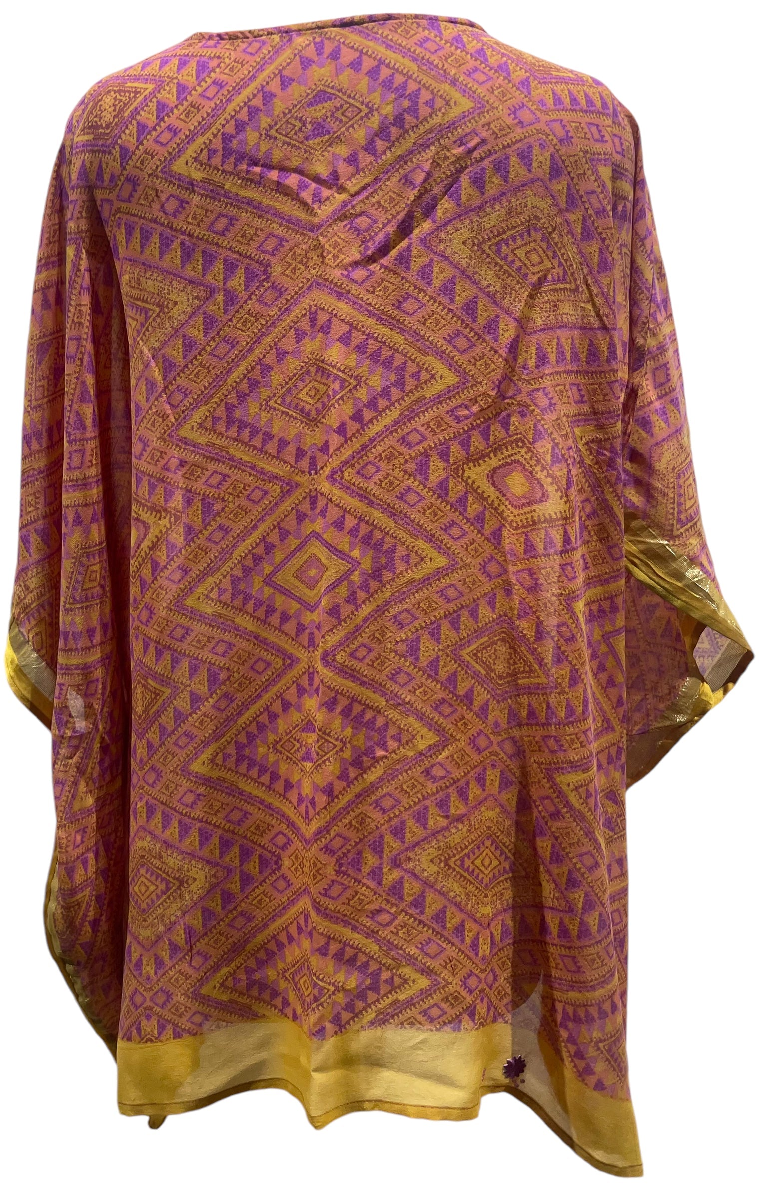 FINAL SALE PRG5438 Sheer Avatar Pure Silk Short Kaftan Tunic without Slits