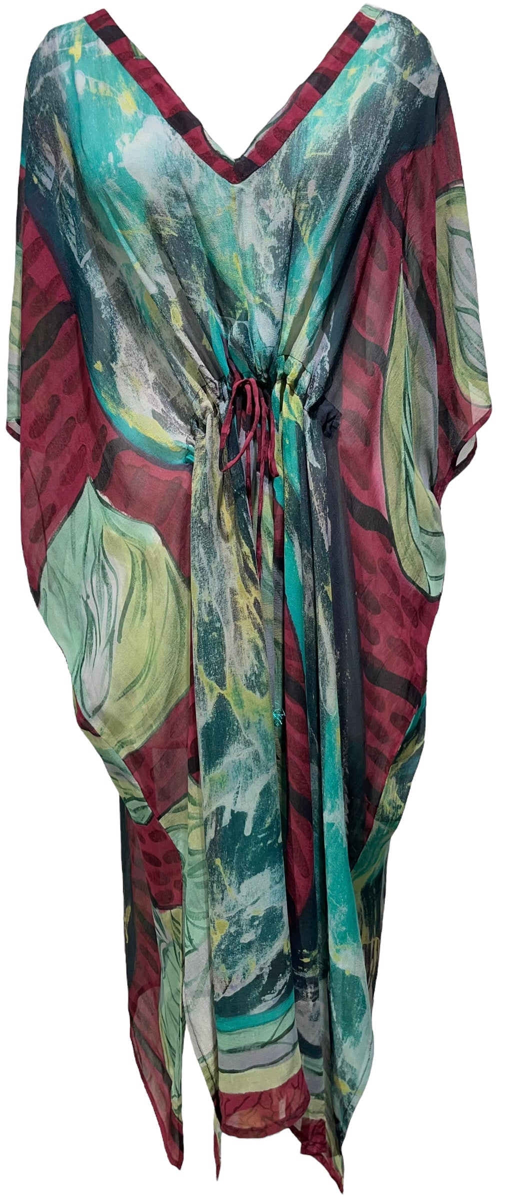 FINAL SALE PRG4429 Sheer Avatar Pure Silk Maxi Kaftan