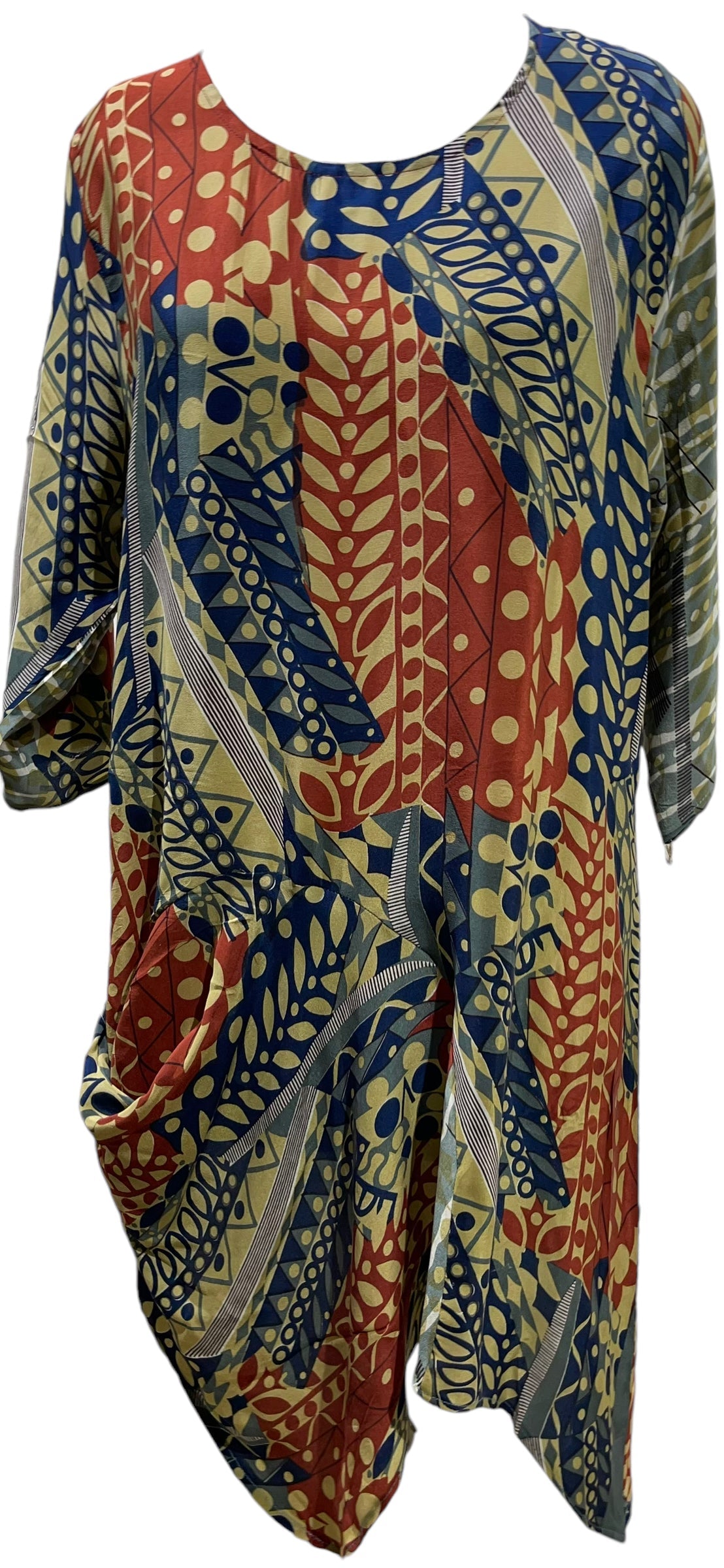 FINAL SALE PRC5490 Avatar Pure Silk Self Pocket Tunic Dress
