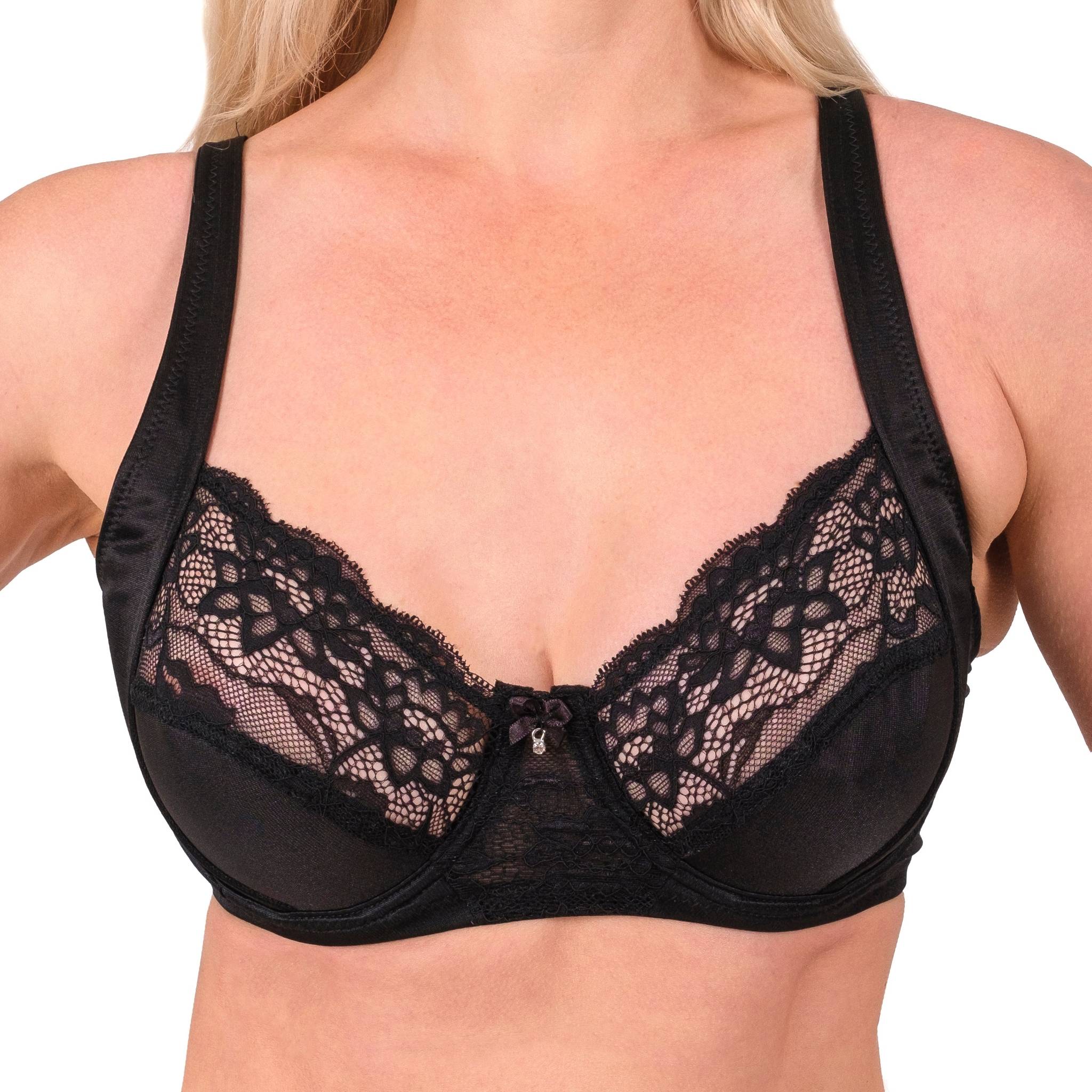 Lace-Trim Full-Coverage Support Bra – Breathable, Elegant & Underwire Everyday Lingerie (Black, Skin, White)