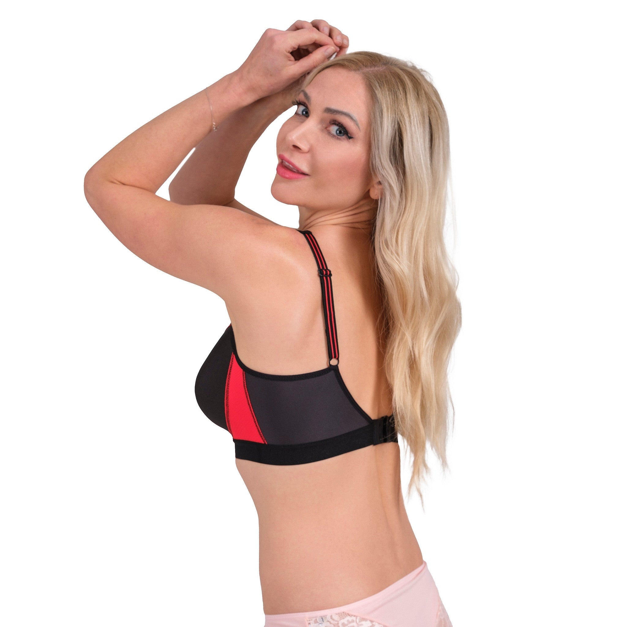 Women’s High-Impact Sports Bra – Breathable Mesh & Supportive Fit (Red, Black, Navy, White)