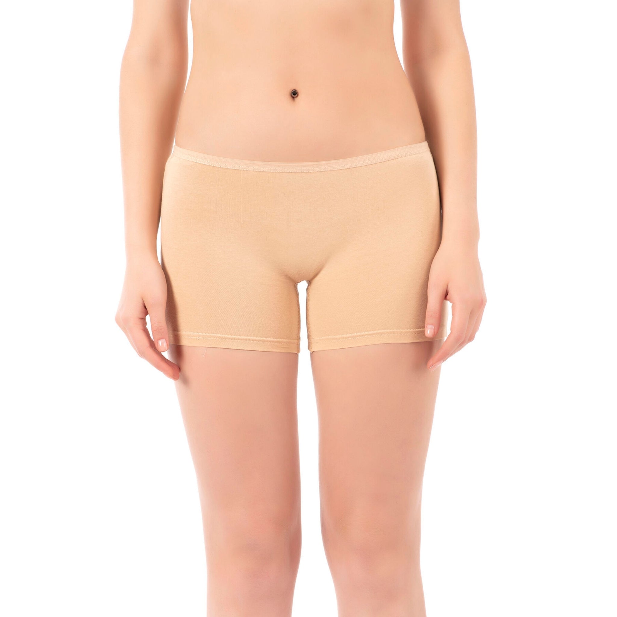 Women's Cotton Boxer Briefs 3-Pack – White, Nude & Black | Soft, Breathable, Full-Coverage Underwear