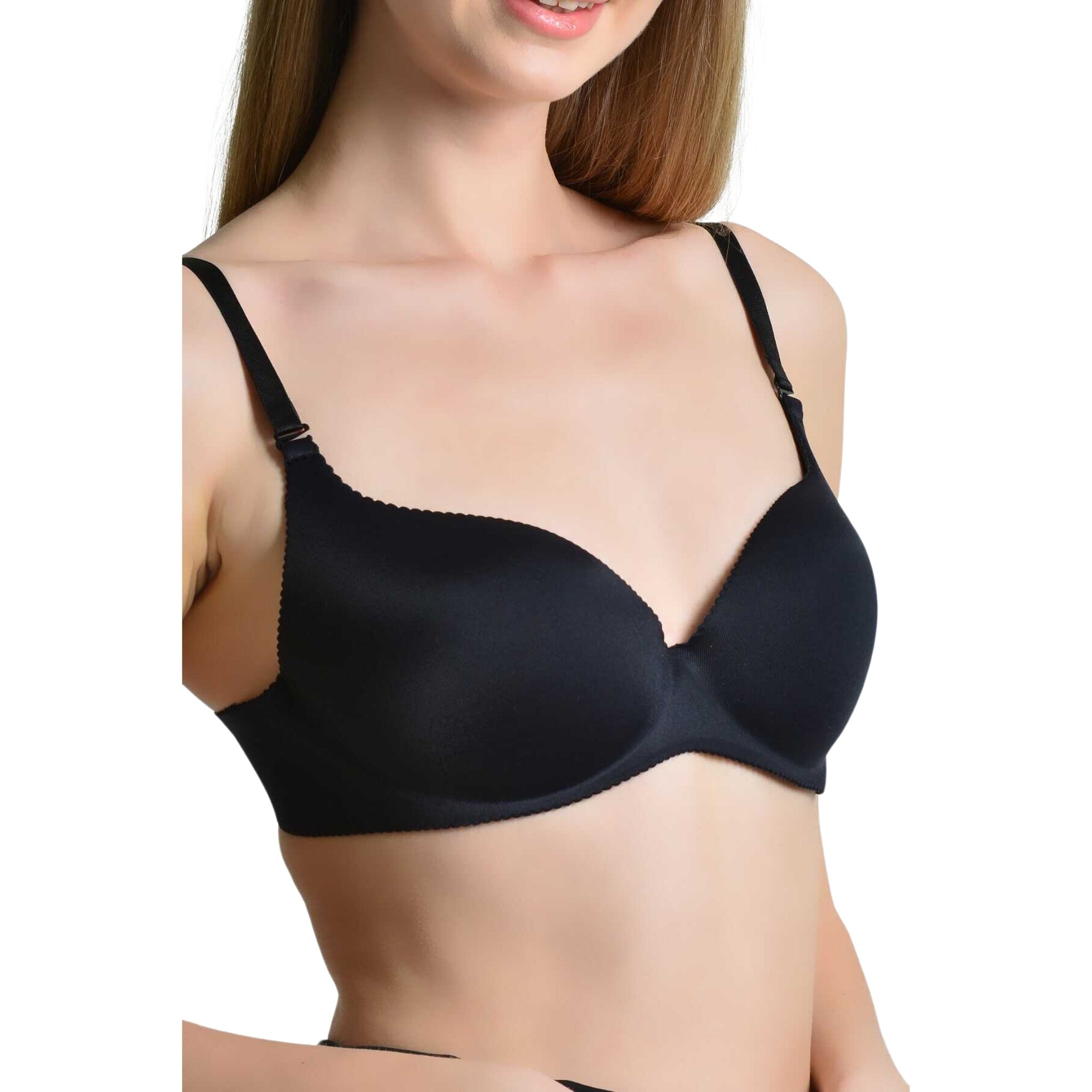 Seamless Everyday T-Shirt Bra – Invisible Under Clothing, Ultra Soft & Stretchy (Black, Mink & Skin)