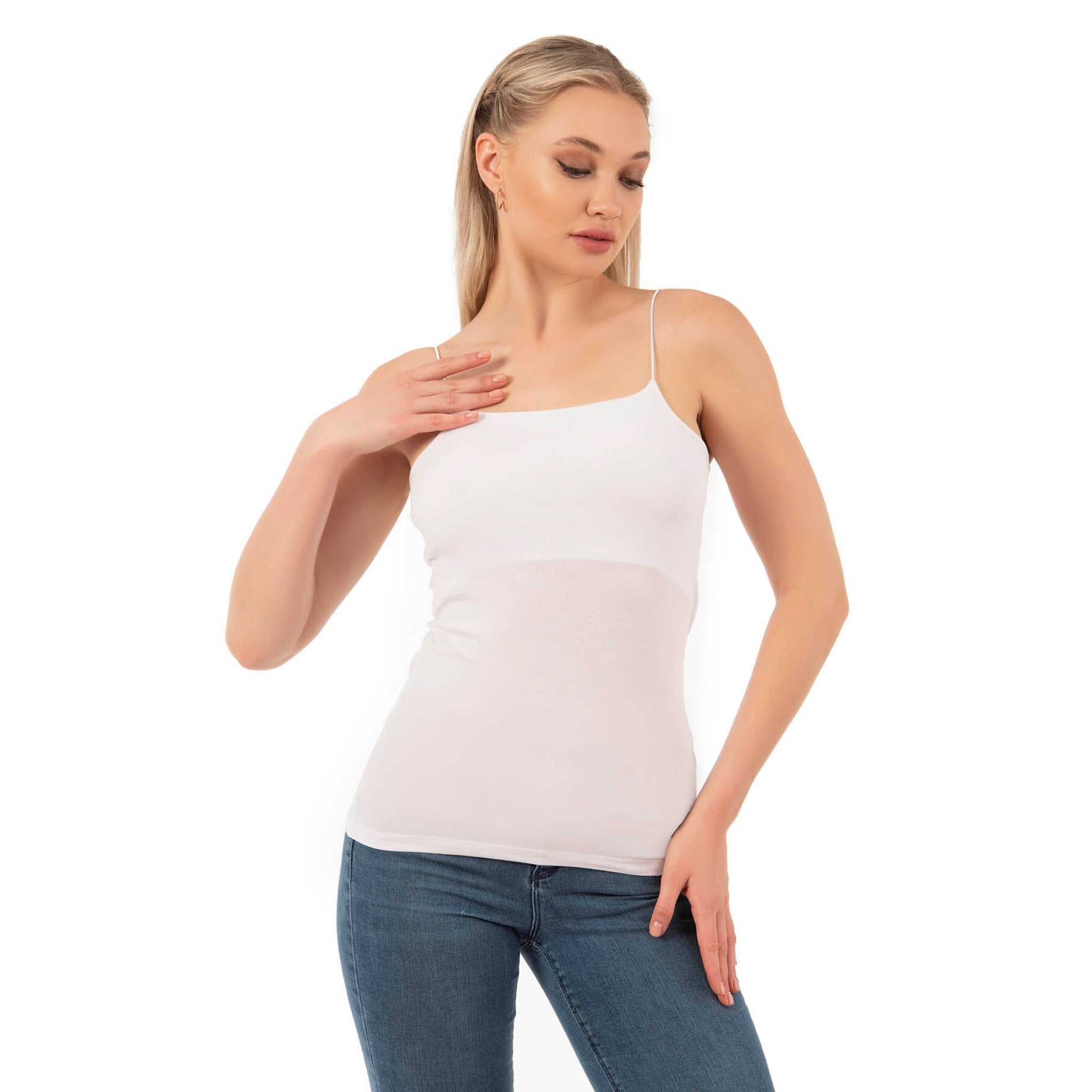 Women's Cotton-Modal Camisole Top – Soft Stretch Knit Tank with Thin Straps