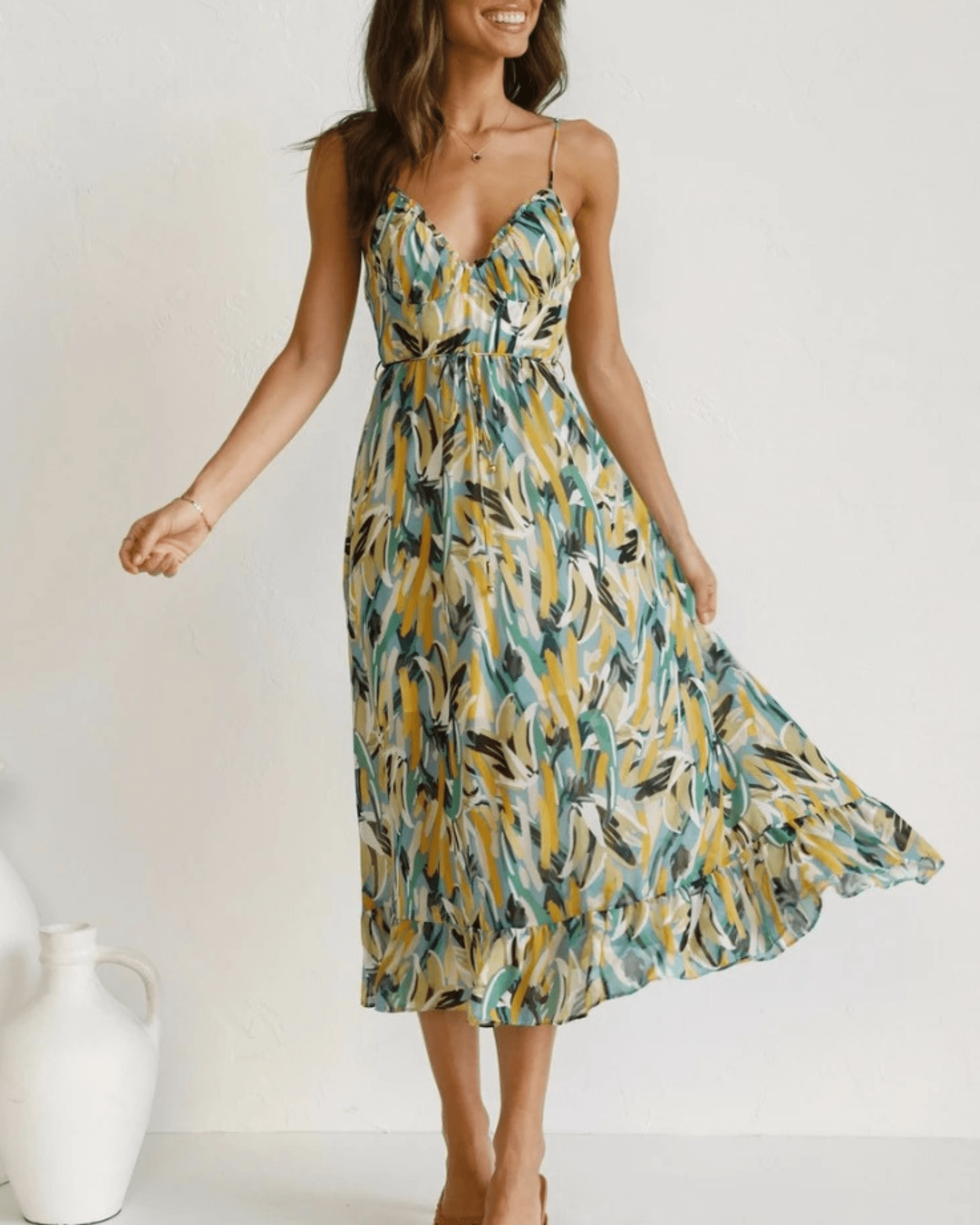 Women's Midi Dress Floral Print Lightweight Polyester
