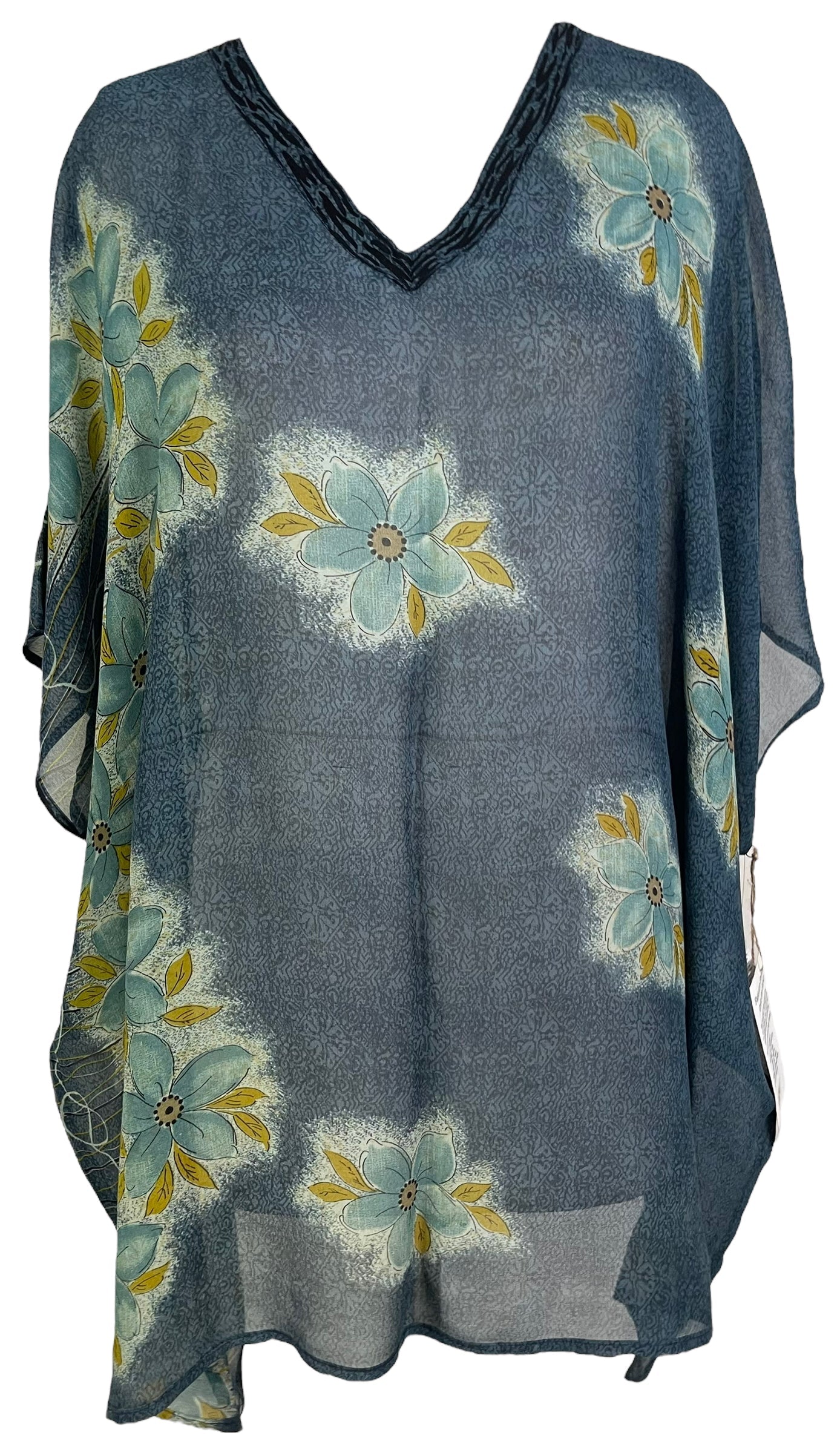 SOLD  PRG6141 Sheer Avatar Pure Silk Short Kaftan Tunic without Slits