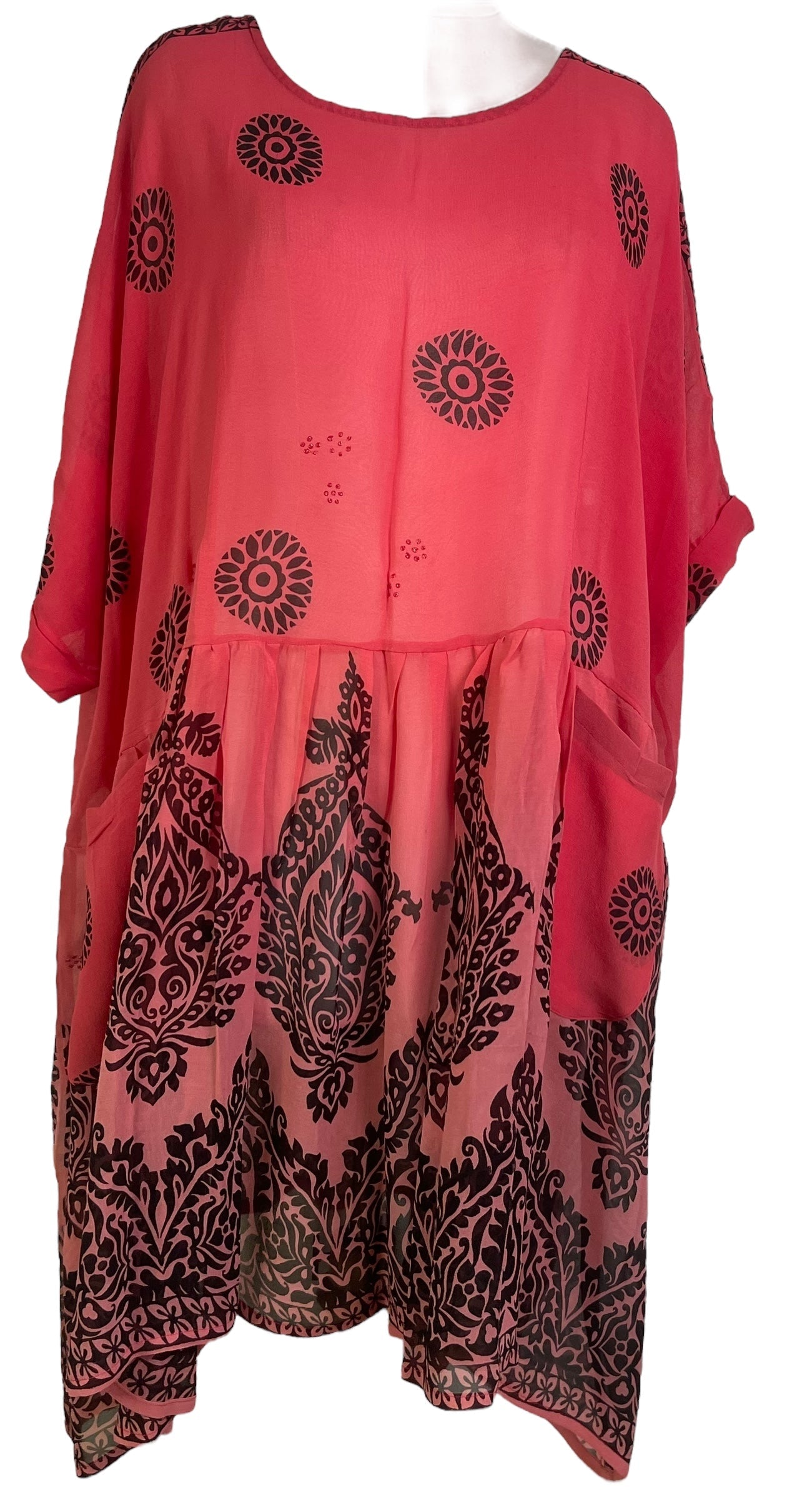 REVOLUTIONHER PRG6741 Sheer Avatar Pure Silk Boxy Babydoll Dress