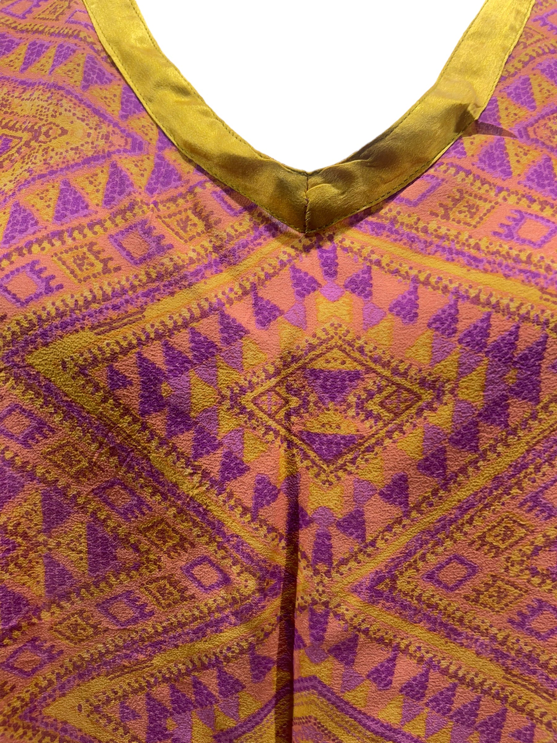 FINAL SALE PRG5438 Sheer Avatar Pure Silk Short Kaftan Tunic without Slits